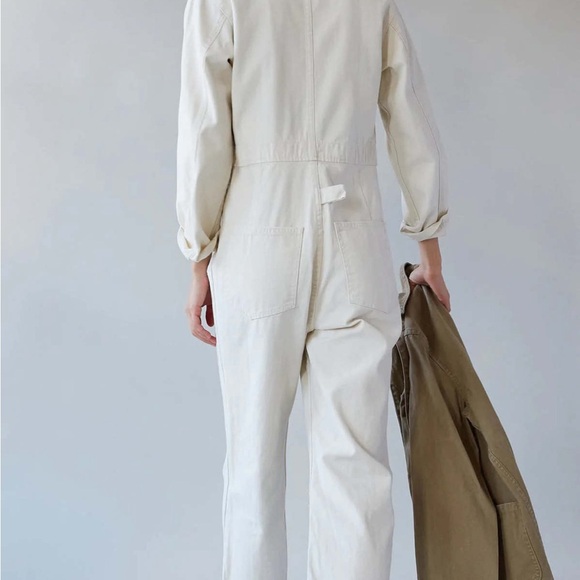 Caron Callahan / Fincher jumpsuit ivory cream denim flight suit large L - Picture 2 of 11